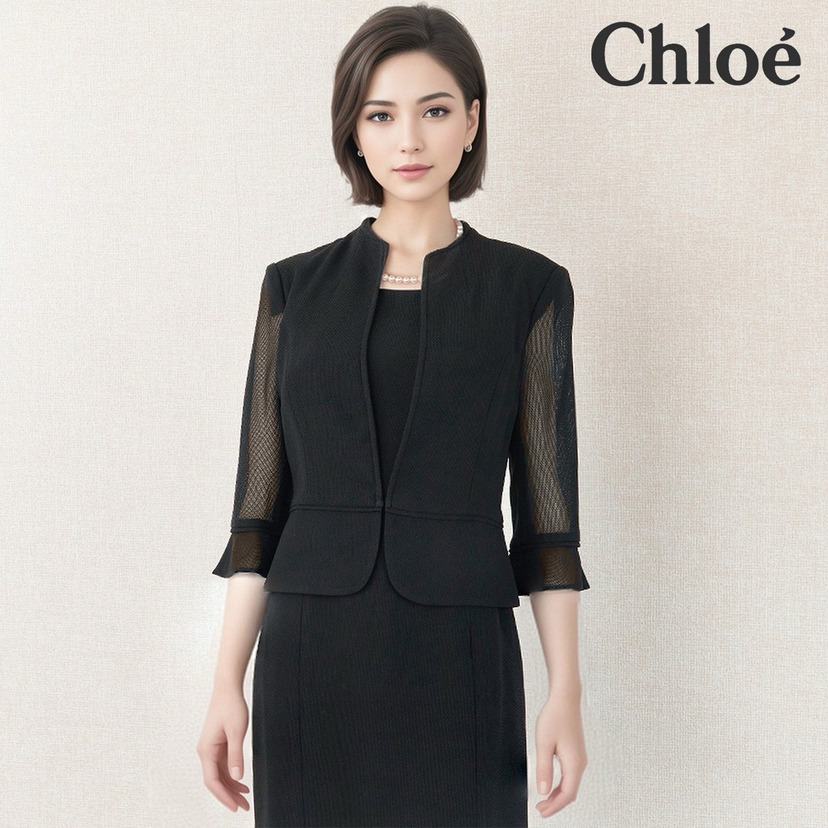 【中古】【 Chlo・・ / ブラック 】 クロエ 喪服 レディース ワンピース 7 号 フォーマルドレス フォーマル 喪服 礼服 女性用 ワンピース フォーマルワンピース レディース 高級喪服礼服 日本ブランド 喪服 フォーマルスーツ 法事 法要 告別式 弔事用 上品 シンプル