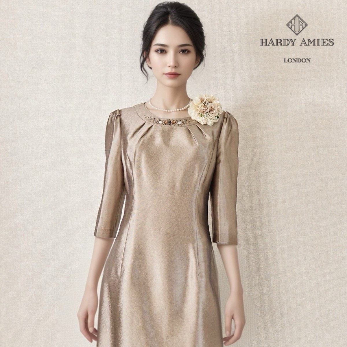 【中古】【 HARDY AMIES / ベージュ 】 ハーディエイミス セレモニー レディース フォーマル 礼服 ワンピース 卒業式 結婚式 フォーマルワンピース レディースフォーマル レディース オールシーズン ワンピース 9 号 セットアップ 入園式 卒園式 冠婚葬祭 学校行事