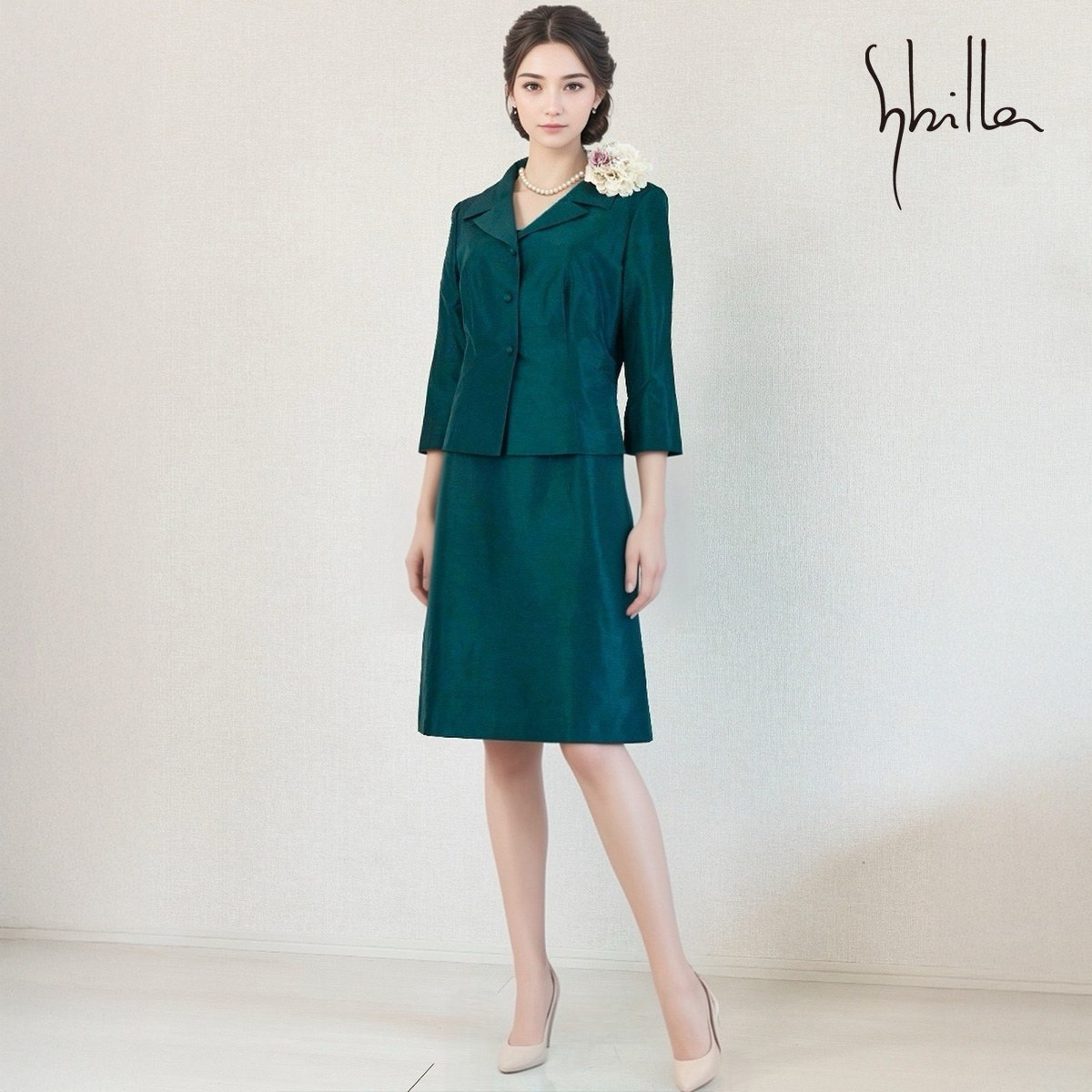 【中古】【 Sybilla / グリーン 】 シビラ セレモニー レディース フォーマル 礼服 ワンピース 卒業式 結婚式 フォーマルワンピース レディースフォーマル レディース オールシーズン ワンピース M ・9号 セットアップ 入園式 卒園式 冠婚葬祭 学校行事