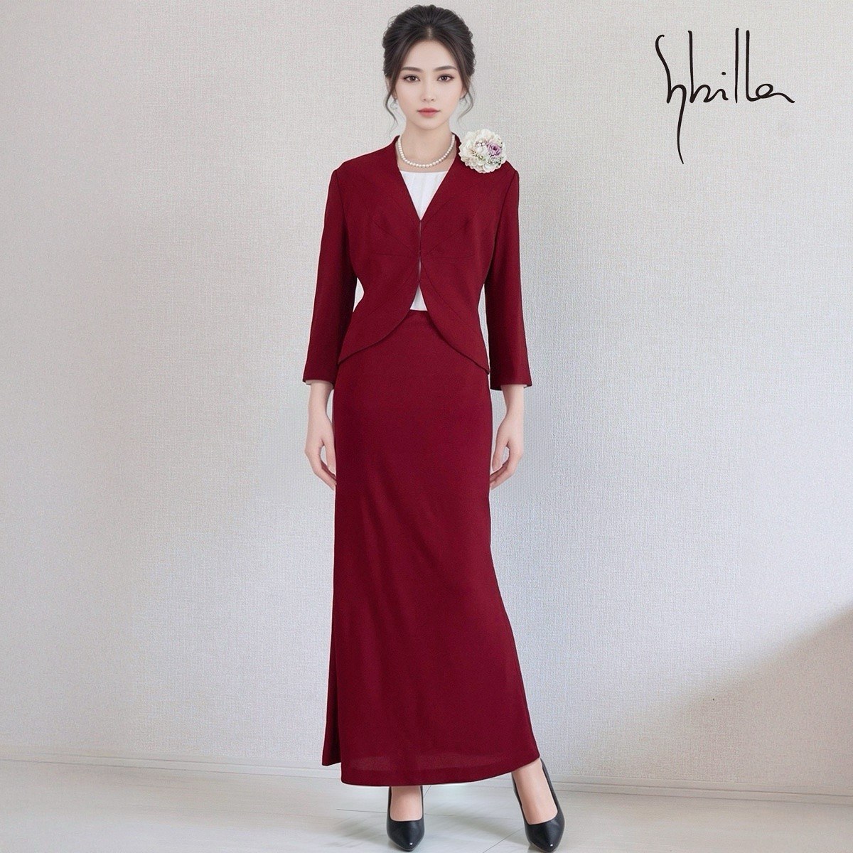 【中古】【 Sybilla / レッド 】 シビラ セレモニー レディース フォーマル 礼服 ワンピース 卒業式 結婚式 フォーマルワンピース レディースフォーマル レディース オールシーズン ワンピース M・9号 セットアップ 入園式 卒園式 冠婚葬祭 学校行事