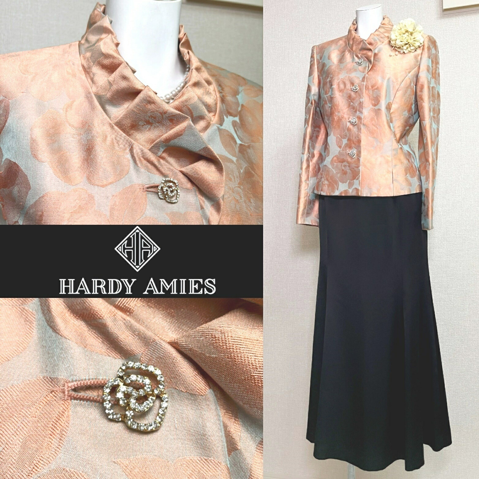 【中古】【 HARDY AMIES / マルチカラー 】 ハーディエイミス セレモニー レディース レディーススーツ フォーマル 礼服 卒業式 結婚式 レディースフォーマル レディース オールシーズン 9 号 セレモニースーツ スカートスーツ セットアップ ママスーツ 入園式 冠婚葬祭｜AiColle