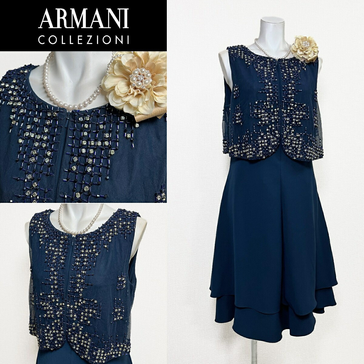 【中古】【 ARMANI COLLEZIONI / 米国海軍 】 アルマーニ・コレツィオーニ 儀式用 レディース フォーマル 礼服 衣装 卒式 華燭の典 フォーマルワンピース レディースフォーマル レディース オール時節 衣装 13 号 セットアップ 入園式 卒園式 冠婚葬祭