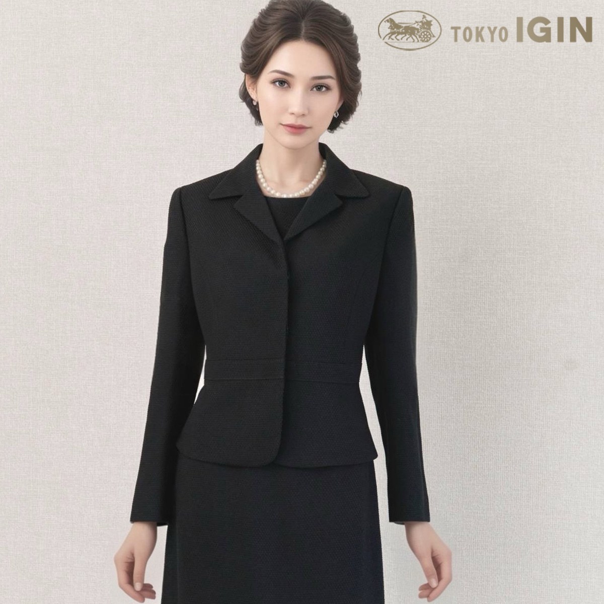 【中古】美品 日本の首都イギン Tokyo IGIN 喪服 7号 ブラックフォーマル 合奏団 上衣 衣装 レディース 礼服 日本製 繻子 セットアップ 喪主 親族グループ 告別式 告別式 告別式 身寄り葬 卒式 儀式用 慶弔両用 フォーマル