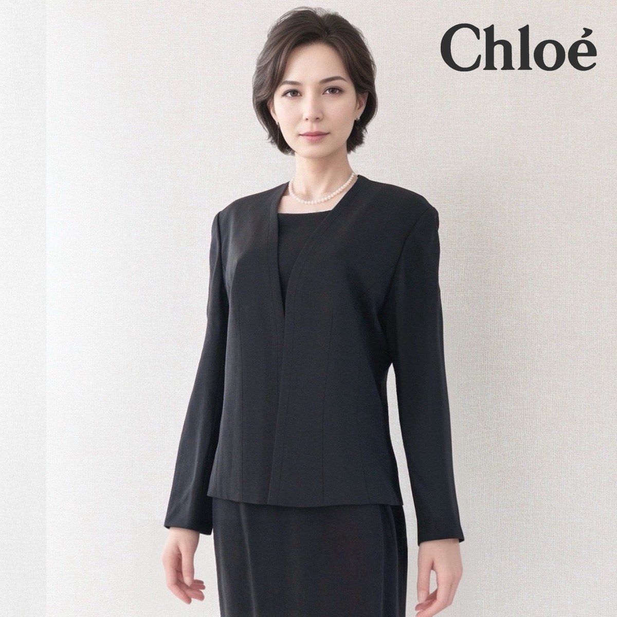 【中古】日本の首都イギン Chlo・・ クロエ 喪服 9号 ブラックフォーマル 合奏団 否色つや 上衣 衣裳 レディース 礼服 日本製 羊毛 セットアップ 春夏物 喪主 血縁グループ 葬儀式 葬儀式 告別式 身寄り葬 卒式 御祝い 慶弔両用 Tokyo IGIN