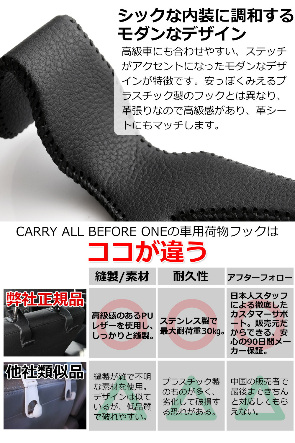 楽天市場 Carry All Before One 車用荷物フック 2個セット ヘッドレストフック Puレザー 収納フック 荷物掛け シートフック ホルダー 荷掛け 車内収納 簡単取付 車後部座席用 車載ホルダー ステンレス製 耐荷重30kg Aikosha Japan 楽天市場店