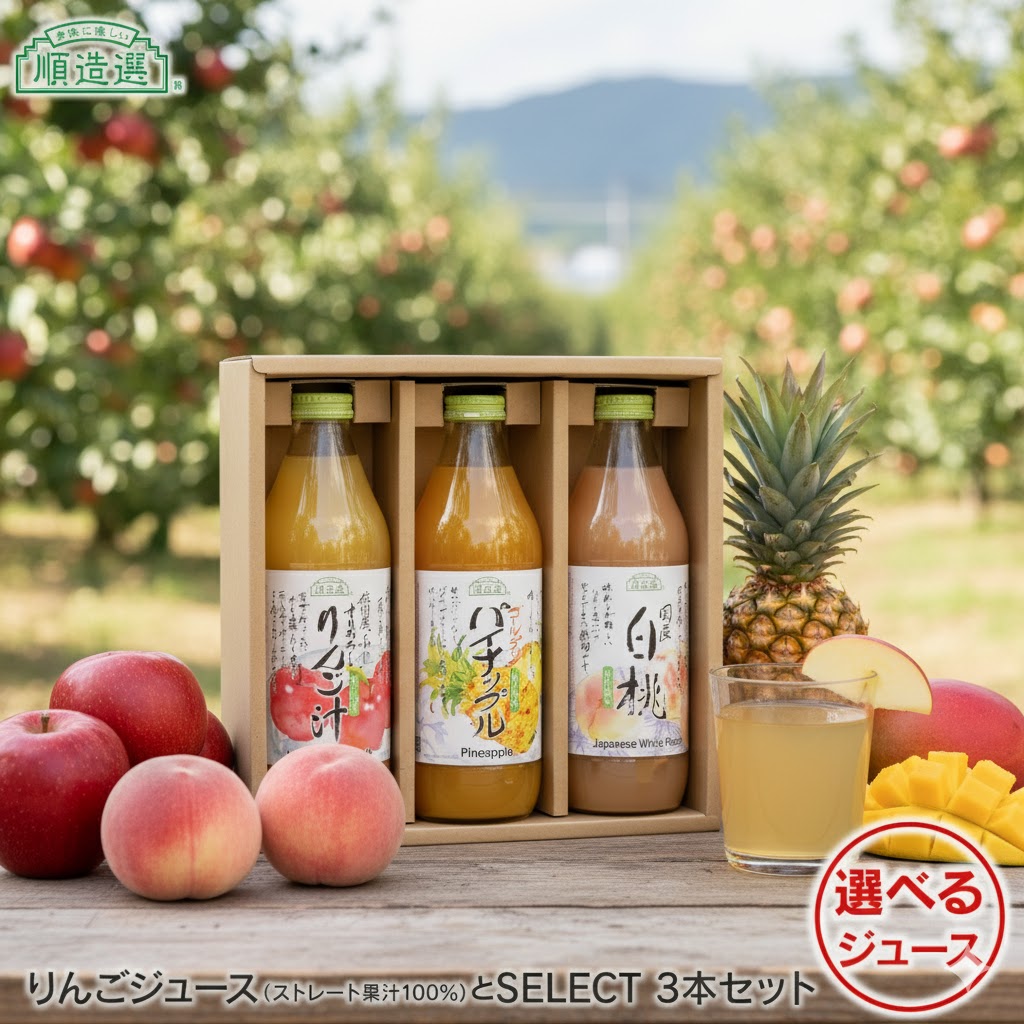 内祝い 選べるジュース JUNZO プレミアム ストレート ジュース SElECT3本 セット 送料無料 愛来オリジナル 出産内祝い 結婚内祝い 快気祝い お返し 大量注文可 入学内祝い お礼 100％ジュース