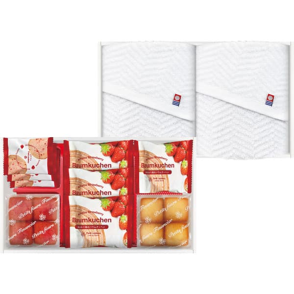 入学内祝い お菓子 あまおう苺バウムクーヘン＆今治タオル FAO-50RD 送料無料 送料込※沖縄・離島除く 菓子折り スイーツ ギフト 内祝い お返し 出産内祝い 結婚内祝い 香典返し お供え 退職 のし包装 メッセージカード無料