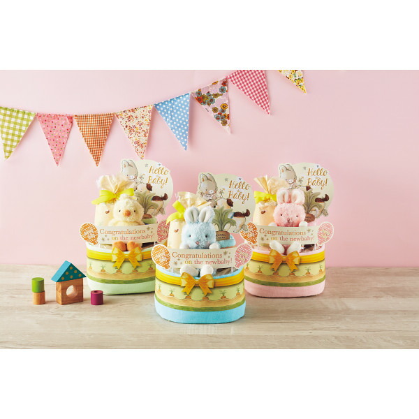 出産祝い BUNNIES BY THE BAY. バニーズバイザベイ おむつケーキ2段 送料無料 送料込※沖縄・離島除く 御出産御祝 出産内祝い お祝い おくりもの プレゼント 赤ちゃん ベビー 男の子 女の子