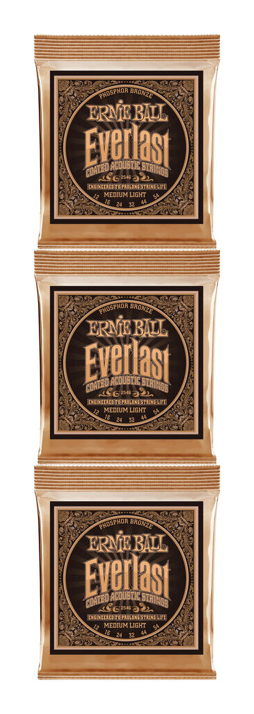 【メール便・送料無料・代引不可】ERNIE BALL 2546 ×3 [12-54] Everlast Medium Light Coated Phosphor Bronze アコースティックギター弦