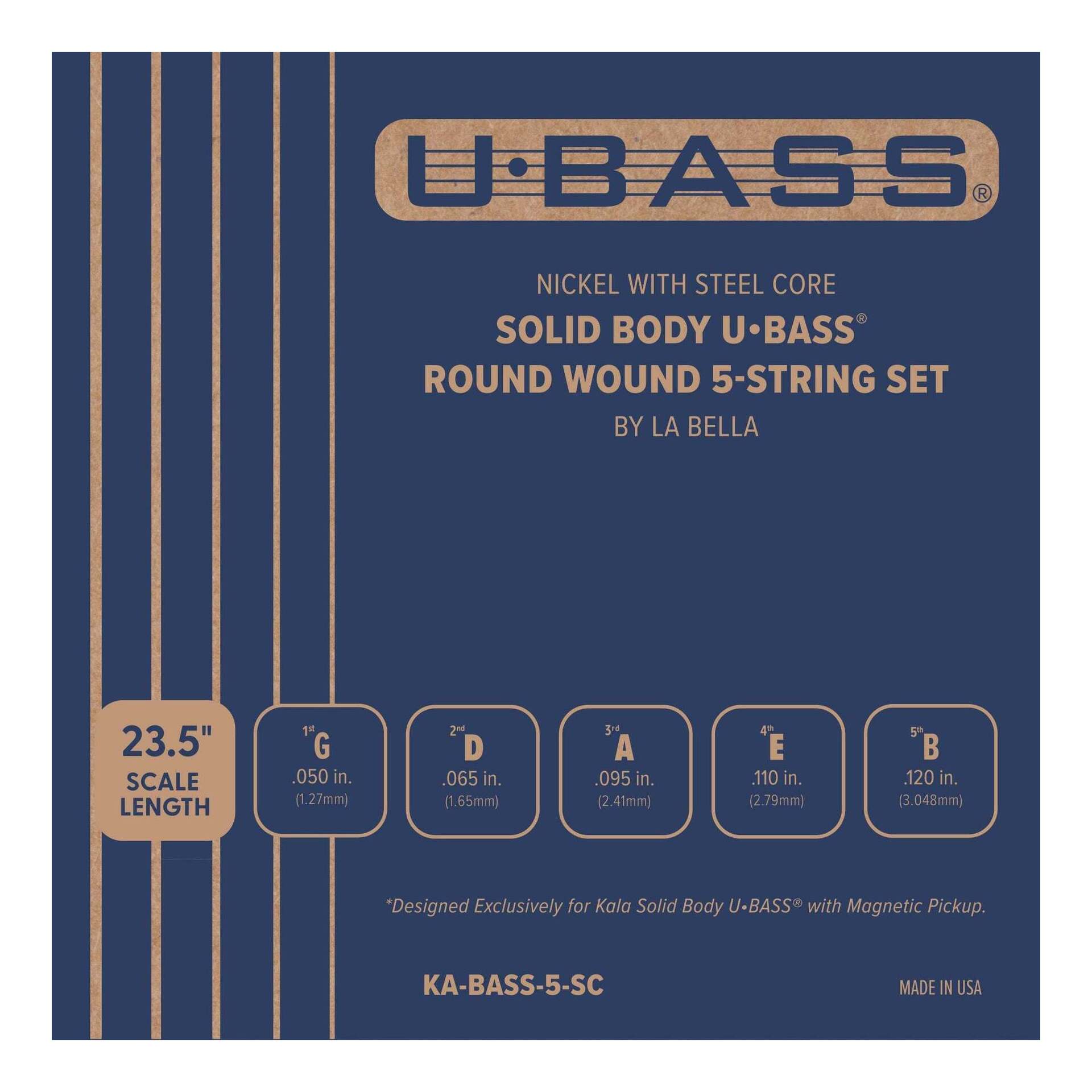【メール便・送料無料・代引不可】KALA KA-BASS-5-SC / Solid Body U-BASS 5弦モデル専用弦 ニッケル ラウンドワウンド弦