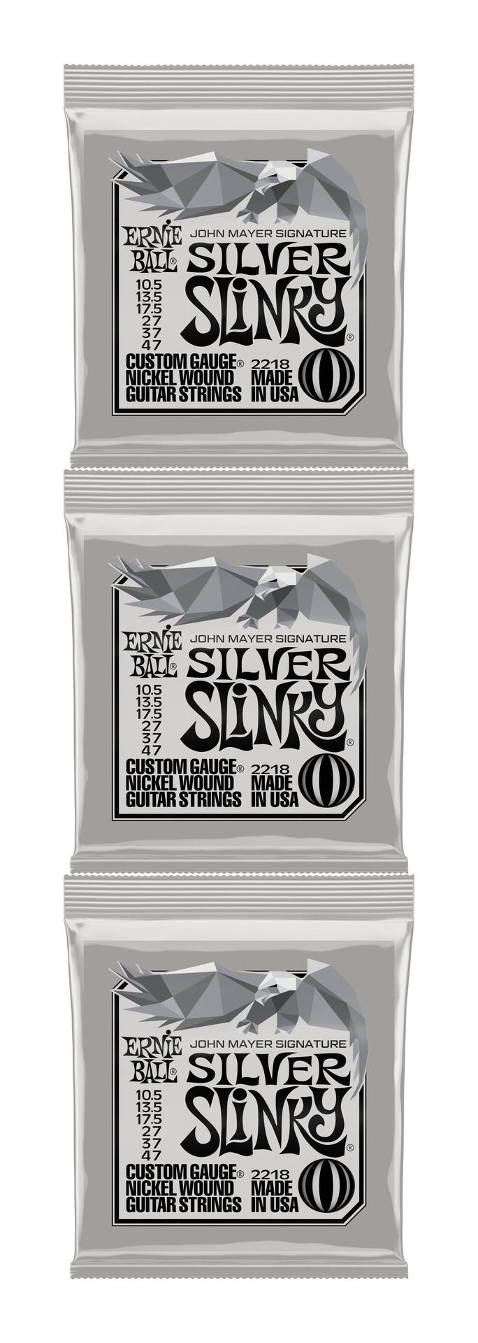 【メール便・送料無料・代引不可】ERNIE BALL 2218/3セット [10.5-47] Silver Slinky ジョン メイヤー シグネチャー エレキギター弦