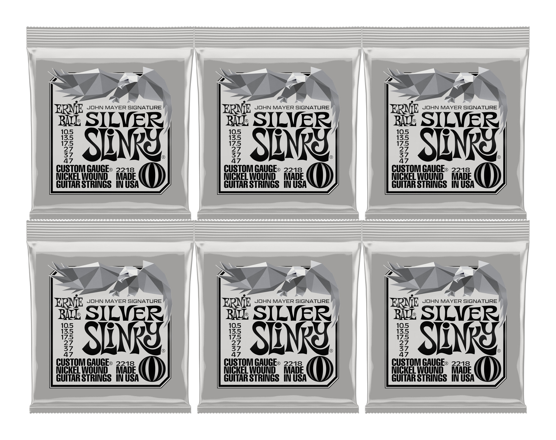 【メール便・送料無料・代引不可】ERNIE BALL 2218/6セット [10.5-47] Silver Slinky ジョン メイヤー シグネチャー エレキギター弦 7,366円