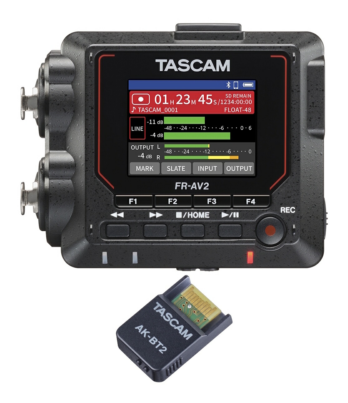 【貨物輸送込】TASCAM FR-AV2 + AK-BT2 32ビットアイスクリームソーダ相応う 2ch 携帯型 活動の領域リコーダー/タイムコードジェネレーター/Bluetoothアダプタ付