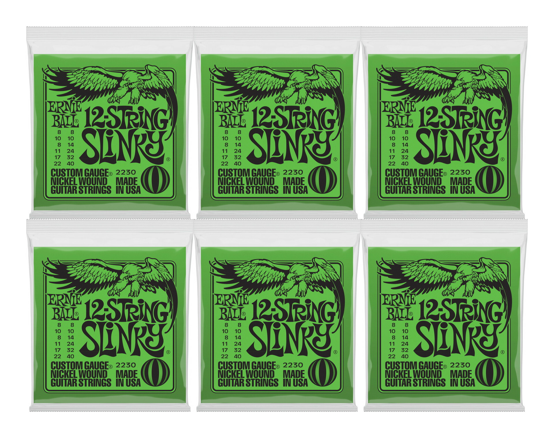 【メール便・送料無料・代引不可】ERNIE BALL 2230/6セット [08-40] 12-String Slinky 12弦ギター用 エレキギター弦