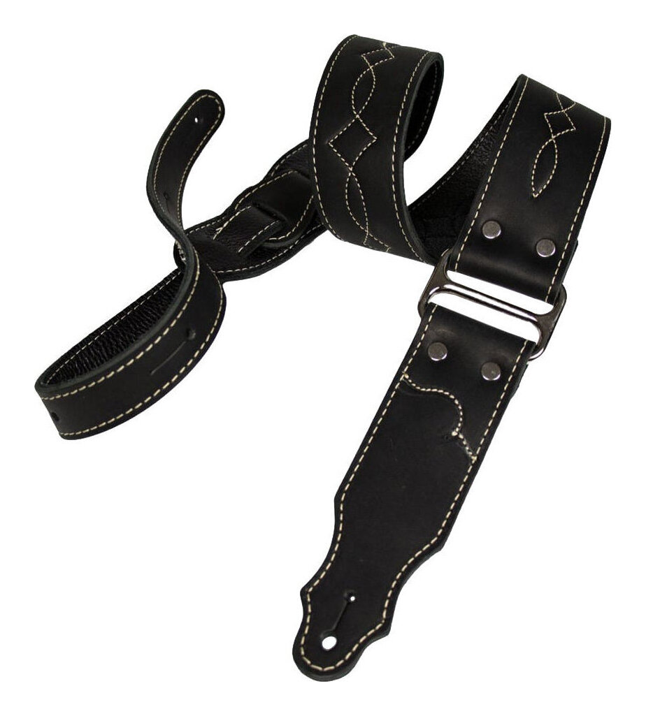 【送料込】Franklin GSA-BK-NBS Black 本革 ギターストラップ レザー ストラップ Leather & Chrome Guitar Strap|愛曲楽器バーゲンセンター