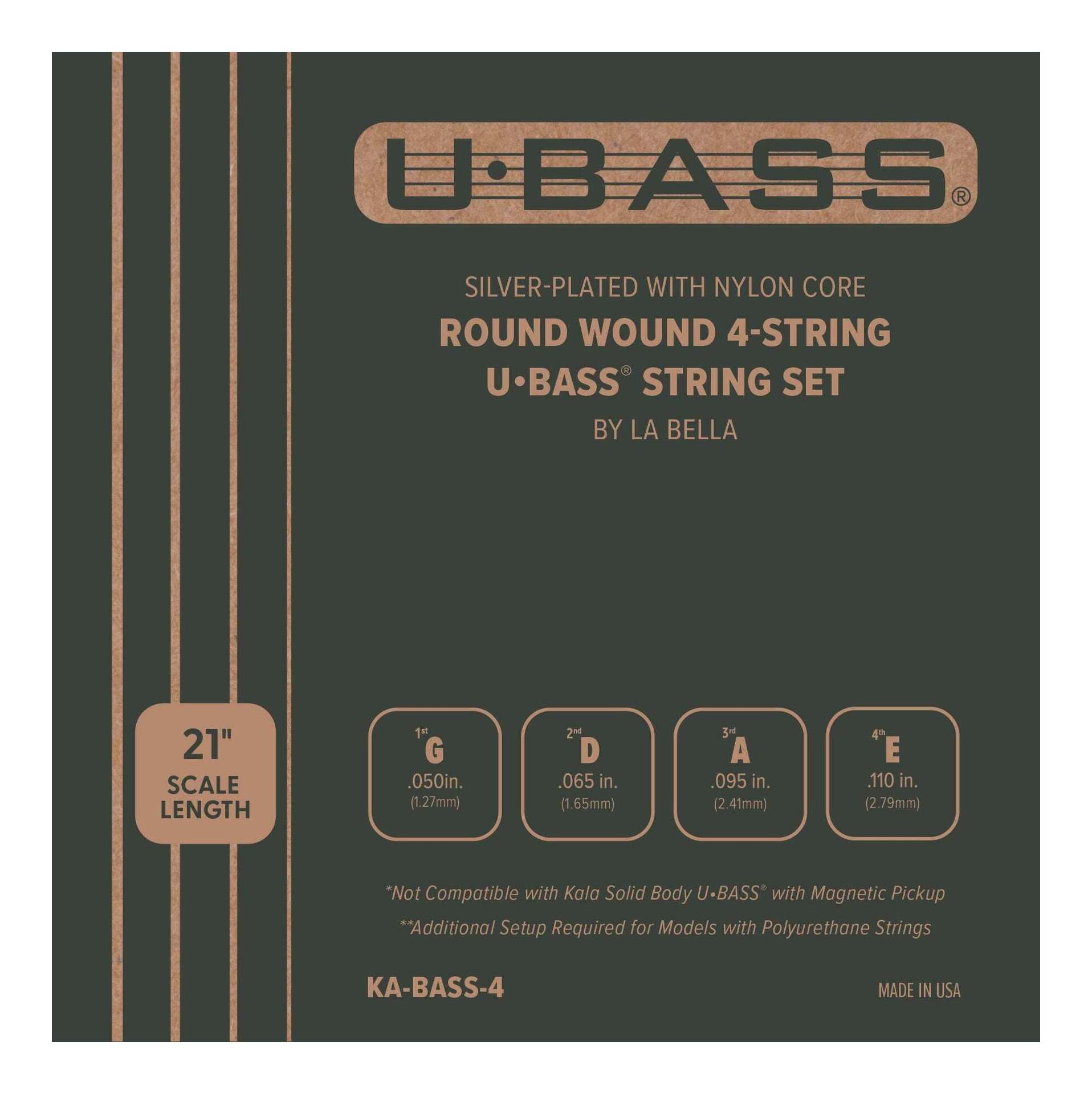 【メール便・送料無料・代引不可】KALA カラ KA-BASS4 U-BASS用 ラウンドワウンド ガット弦 ウクレレベース 弦