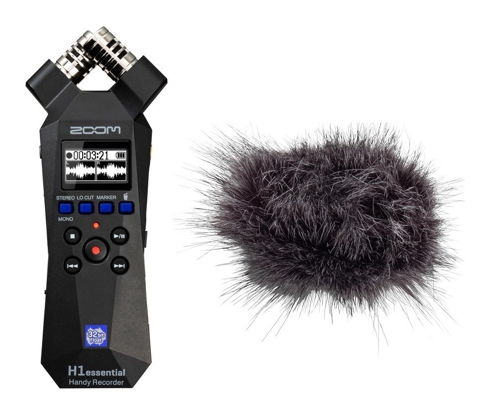 【送料込】ZOOM H1essential(専用ヘアリーウィンドスクリーン/WSH-1e付) ハンディレコーダー 32bitフロート録音 XYステレオマイク