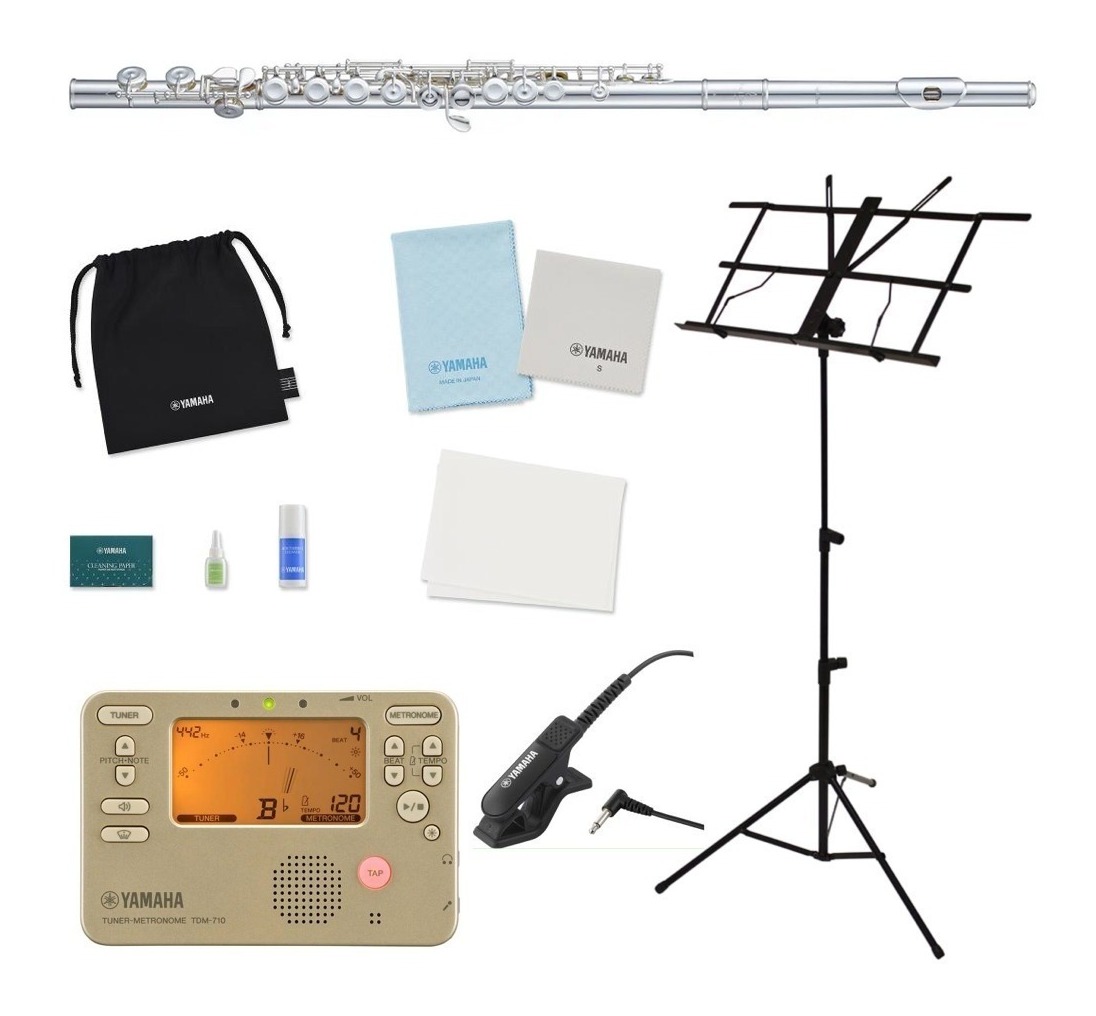 【送料込】Pearl PF-665E/ヤマハお手入れセット+チューナーメトロノーム+コンタクトマイク+譜面台付 Quantz 頭部管銀製 エントリーモデル フルート【ポイント5倍】｜愛曲楽器バーゲンセンター