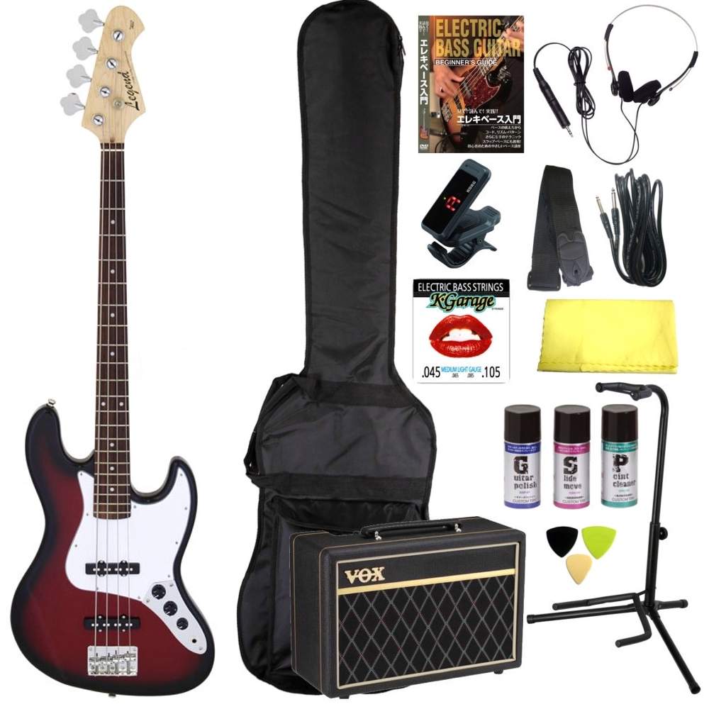 【送料込】【完璧15点セット/VOXアンプ】Legend レジェンド LJB-Z RBS(Red Black Sunburst) ジャズベース エレキベース 初心者セット 入門セット｜愛曲楽器バーゲンセンター