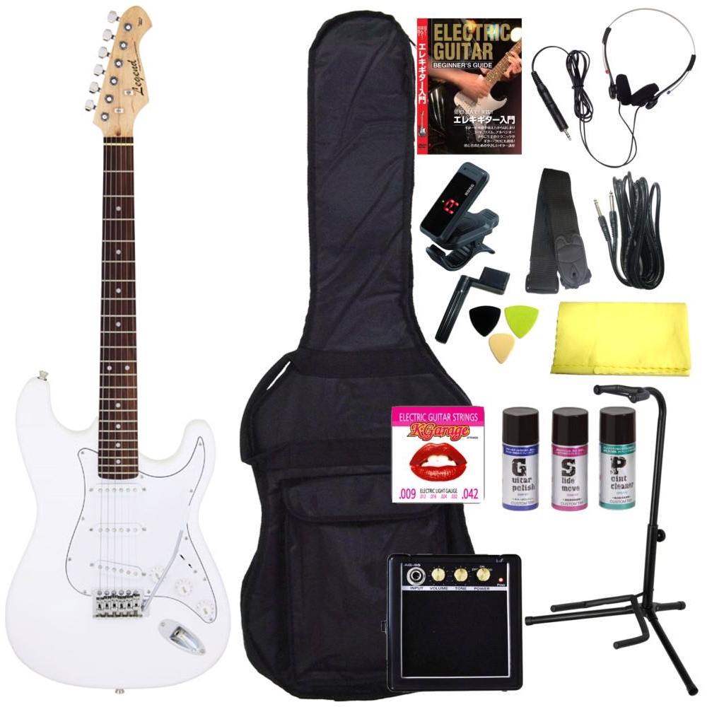 可愛いクリスマスツリーやギフトが のストラトキャスターエレキギター初心者セット入門セット Lst Z 送料込 送料込 エレキギター 入門セット 初心者セット Legend レジェンド エレキギターセット 完璧16点セット ミニアンプ ストラトキャスター Wh White
