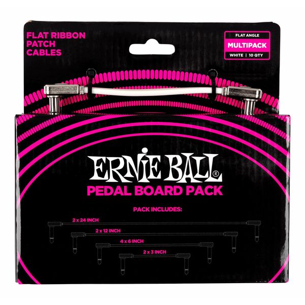 【送料込】ERNIE BALL 6387 フラットパッチケーブル ホワイト マルチパック パッチコード