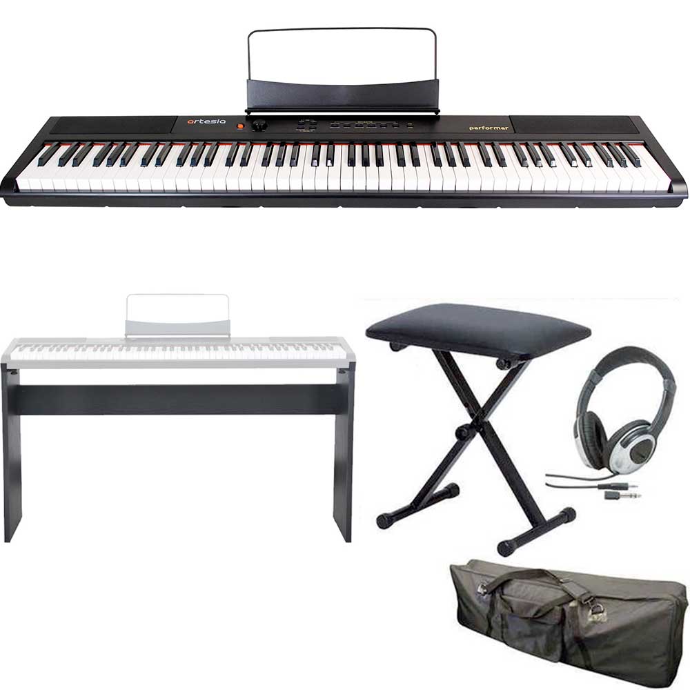 【送料込】【専用スタンド+ヘッドホン+イス+ケース付】artesia アルテシア Performer/BK 電子ピアノ ベロシティーセンシティビティ鍵盤 デジタルピアノ|愛曲楽器バーゲンセンター