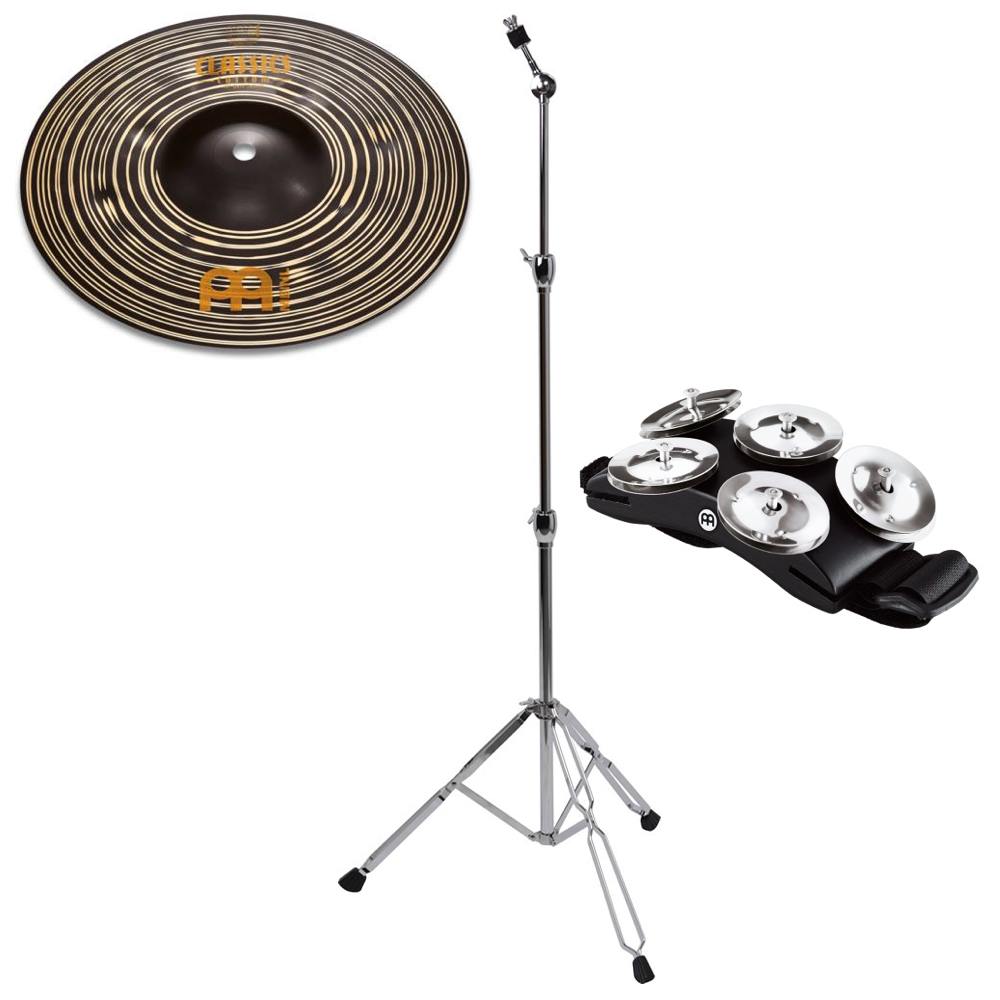【送料込】【カホン用】MEINL CC10DAS + CS-01 + MEINL CFT5-BK スプラッシュ + スタンド + フットタンバリン セット｜愛曲楽器バーゲンセンター