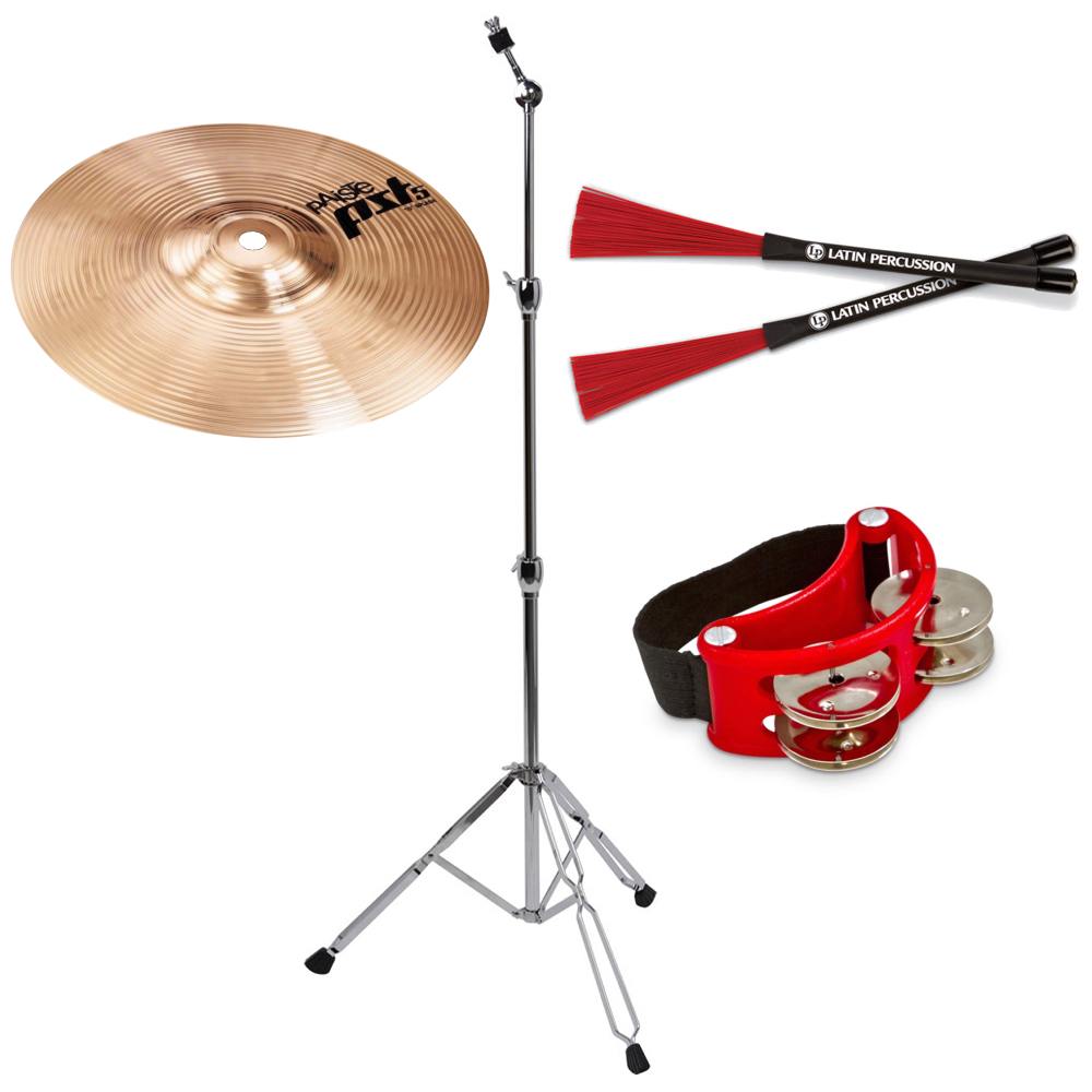 【送料込】【カホン用】PAiSTE PST-5N Splash 10 + CS-01 + LP-CCB + LP188 スプラッシュ + スタンド + カホンブラシ + フットタンバリン セット|愛曲楽器バーゲンセンター