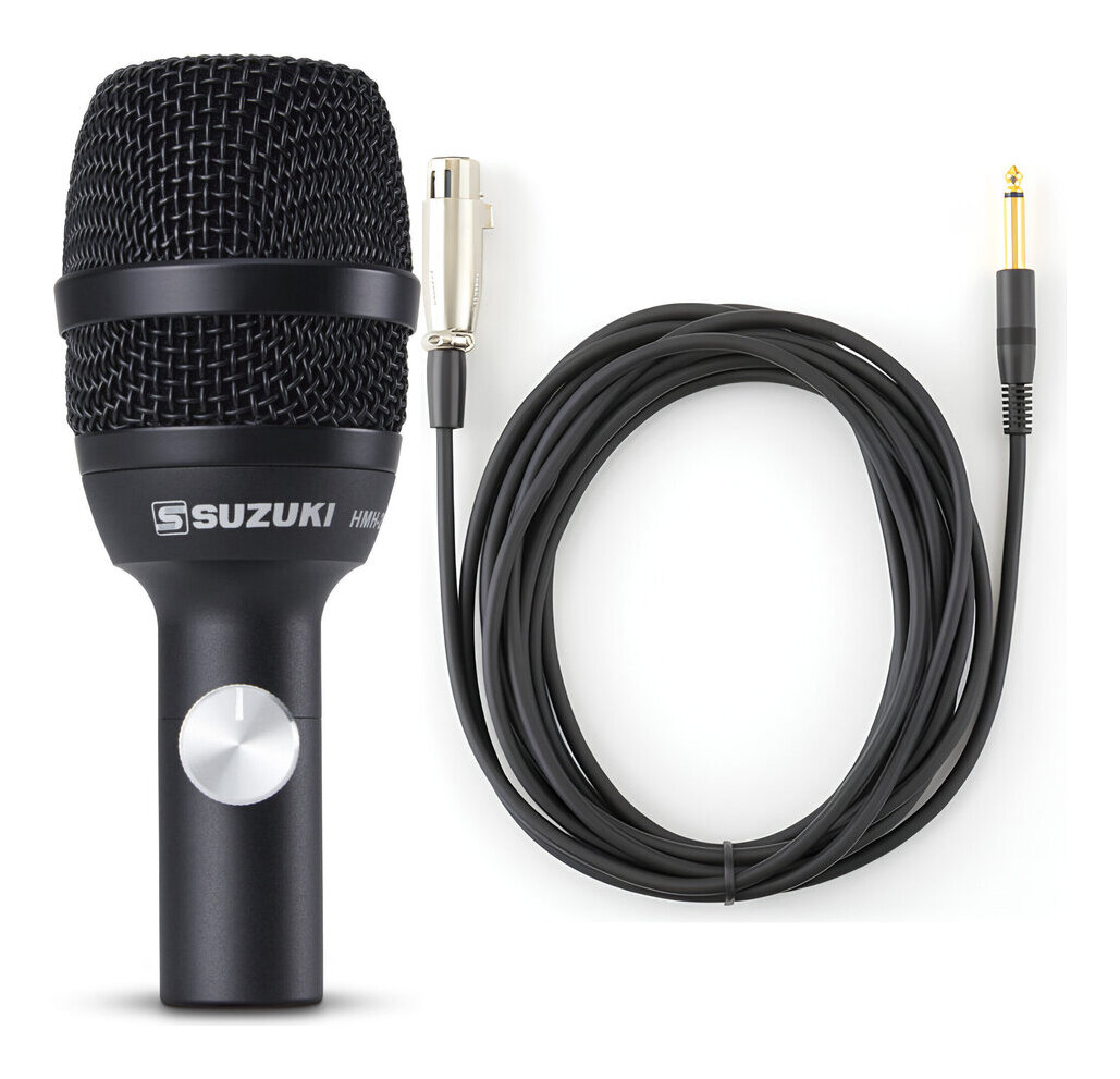 【送料込】SUZUKI HMH-200+CI-5 ハーモニカマイク ダイナミック型 マイクロホン/純正マイクケーブル付|愛曲楽器