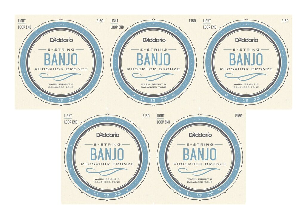 【メール便・送料無料・代引不可】【5セット】D’Addario ダダリオ EJ69 5弦 バンジョー弦 Phosphor Bronze