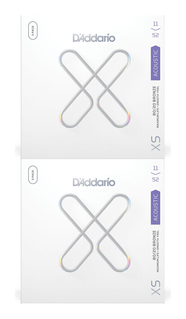 【メール便・送料無料・代引不可】D&rsquo;Addario XSABR1152-3P &times;2 アコギ弦 3セットパック XS 80/20 Bronze Custom Light .011-.052｜愛曲楽器