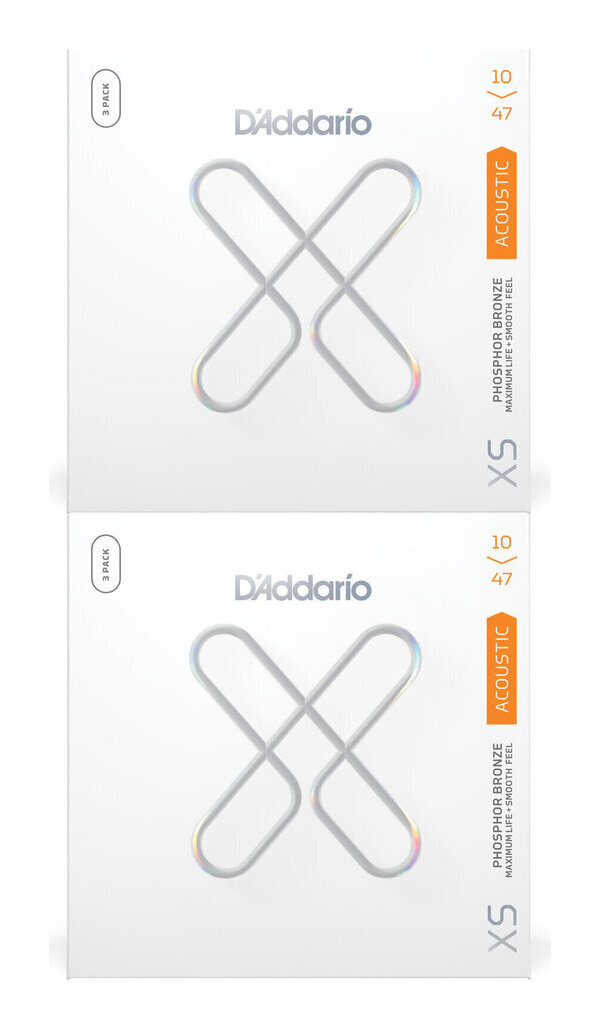 【メール便・送料無料・代引不可】D&rsquo;Addario XSAPB1047-3P &times;2 アコギ弦 3セットパック XS Phosphor Bronze Extra Light .010-.047｜愛曲楽器