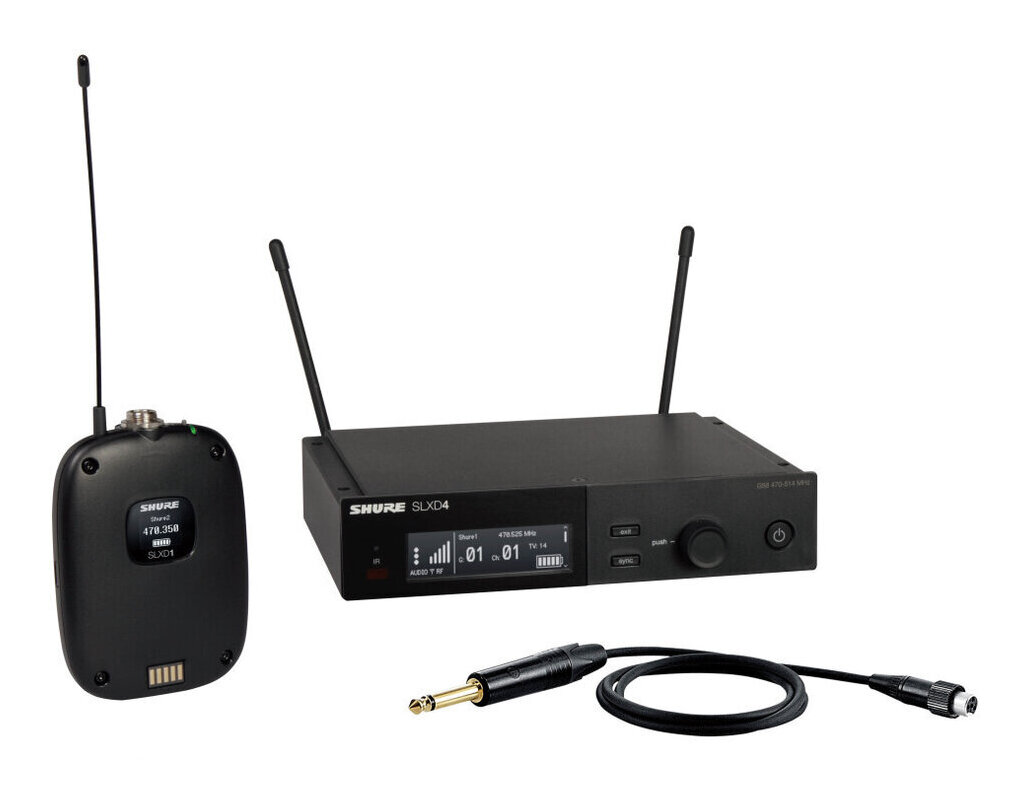 【送料込】SHURE SLXD14J-JB ボディパック型送信機+楽器用ケーブル付 ワイヤレスシステム SLXD14