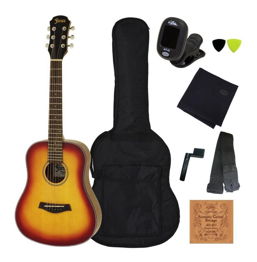 【送料込】【アコギ定番8点セット】Fiesta by Aria FST-MINI CS Cherry Sunburst ミニサイズ・アコースティックギター マット・フィニッシュ ミニギター