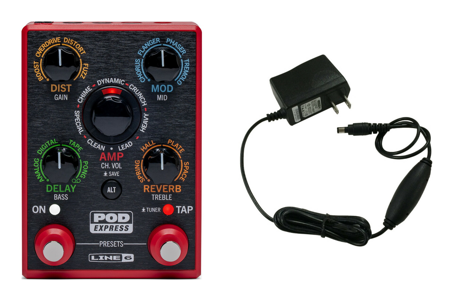 【送料込】LINE6 POD Express Guitar+DC-1G ギター用 アンプ/エフェクト プロセッサー+純正アダプター