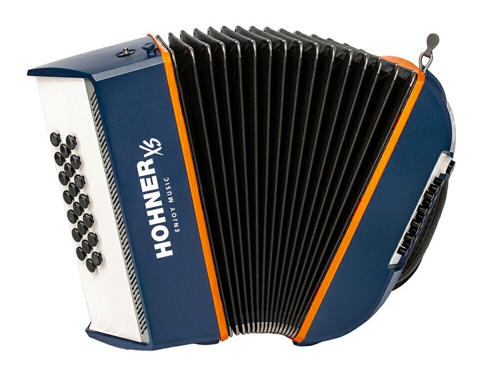 【送料込】HOHNER XS ボタンキー Dark Blue 21ボタン アコーディオン ダークブルー ＆ オレンジ