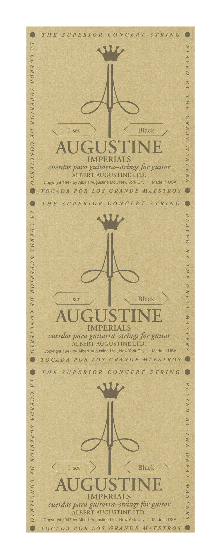 【メール便・送料無料・代引不可】AUGUSTINE オーガスチン IMPERIAL/BLACK ×3セット レギュラー SET