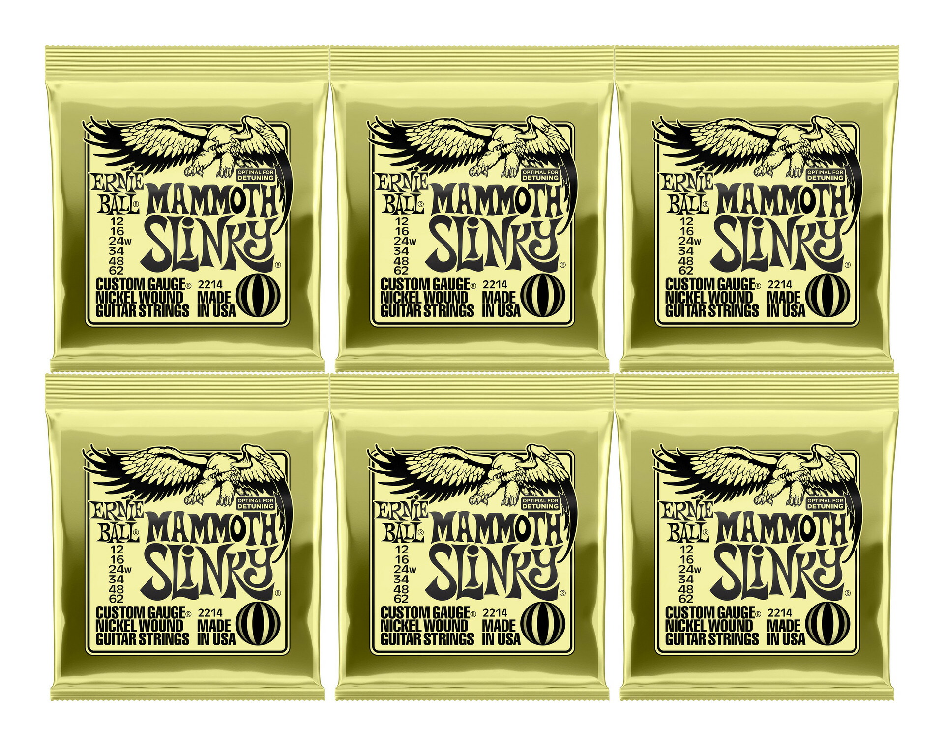 【メール便・送料無料・代引不可】ERNIE BALL 2214/6セット [12-62] Mammoth Slinky エレキギター弦