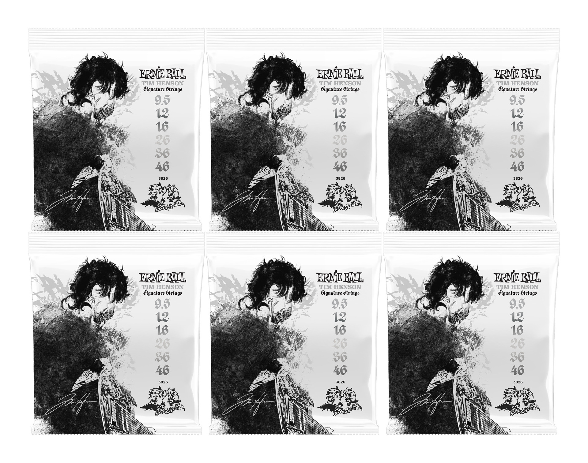 【メール便・送料無料・代引不可】ERNIE BALL 3826/6セット [9.5-46] Tim Henson ティム ヘンソン Polyphia ポリフィア シグネチャー エレキギター弦