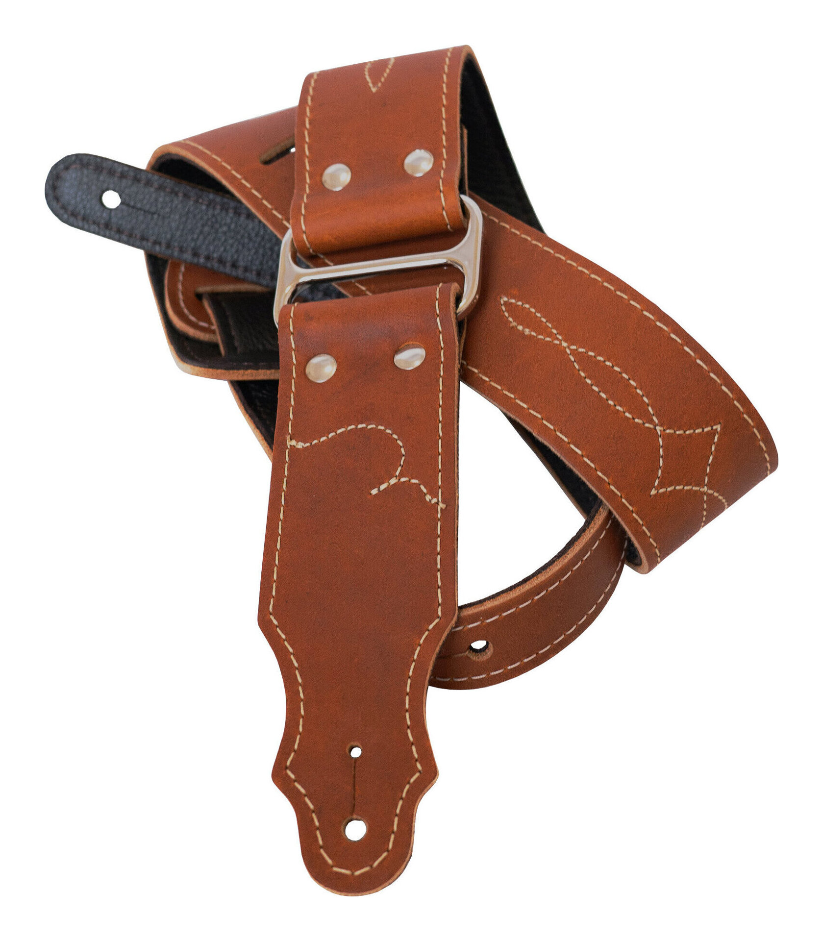 【送料込】Franklin GSA-CA-NBS Caramel 本革 ギターストラップ レザー ストラップ Leather ＆ Chrome Guitar Strap｜愛曲楽器 11,440円