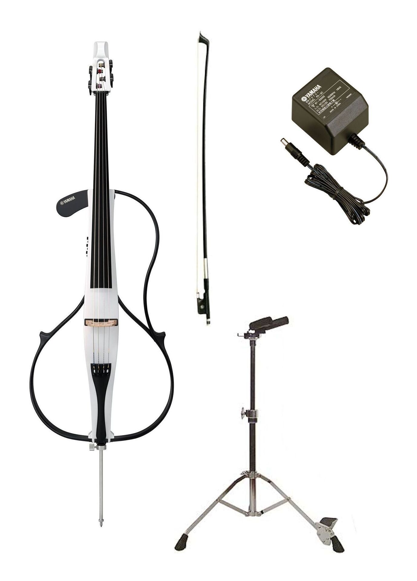 【送料込】YAMAHA SVC300FPW/電源アダプター+スタンド+弓/PA-3C+BST1+CBB301付 パールホワイト サイレントチェロ【代金引換不可】|愛曲楽器