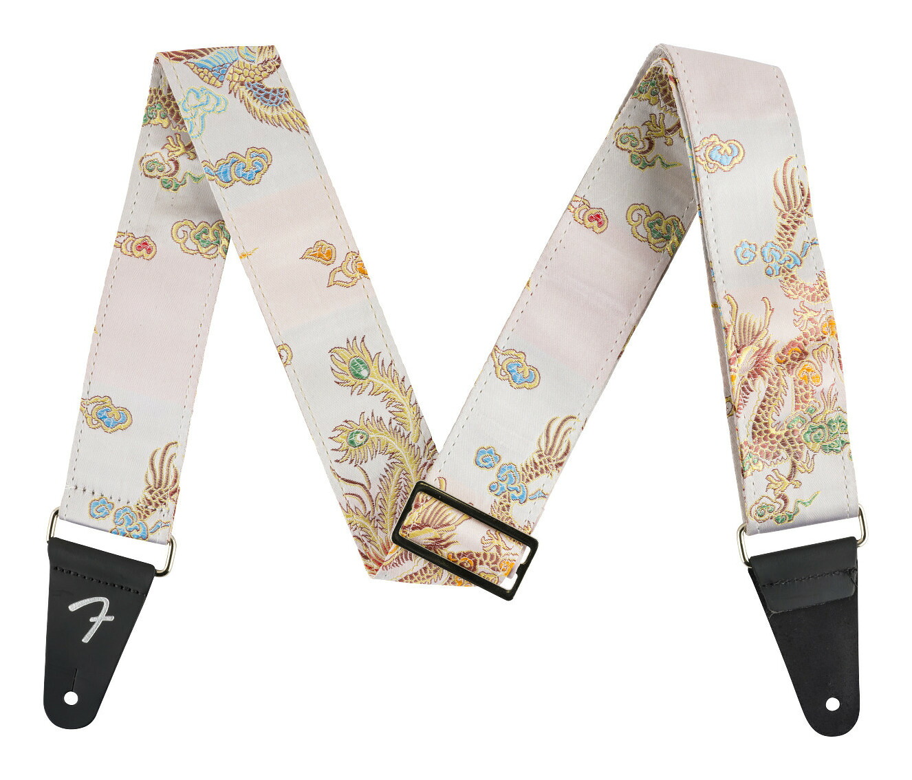 【メール便・送料無料・代引不可】Fender Satin Dragon Strap Ivory フェンダー チャイニーズ ブロケード ドラゴン柄 ギター ストラップ