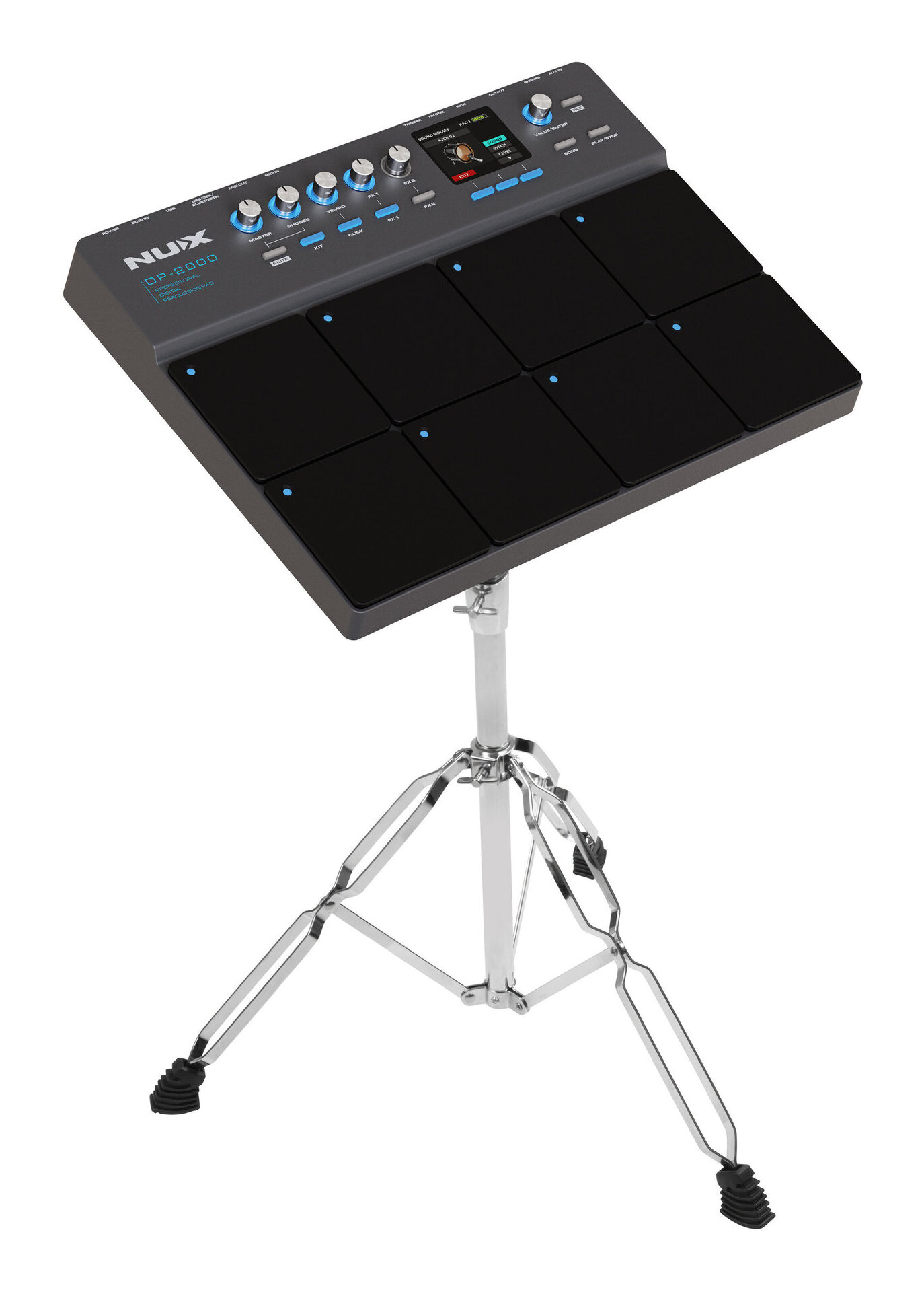 【送料込】NUX DP-2000 + DPS-1 デジタル パーカッションパッド ストライクパッド/専用スタンド付|愛曲楽器
