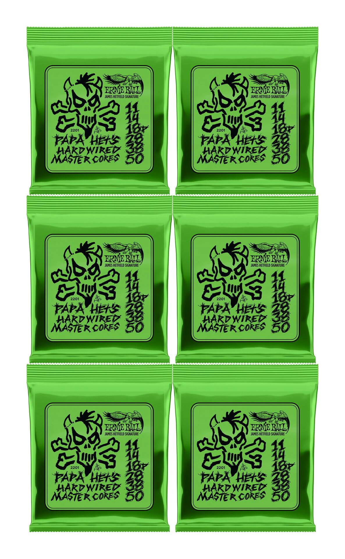 【メール便・送料無料・代引不可】ERNIE BALL 2201/6セット [10-50] アーニーボール PAPA HET&rsquo;S HARDWIRED MASTER CORES メタリカ ジェイムズ ヘットフィールド シグネチャー エレキギター弦/6セット｜愛曲楽器