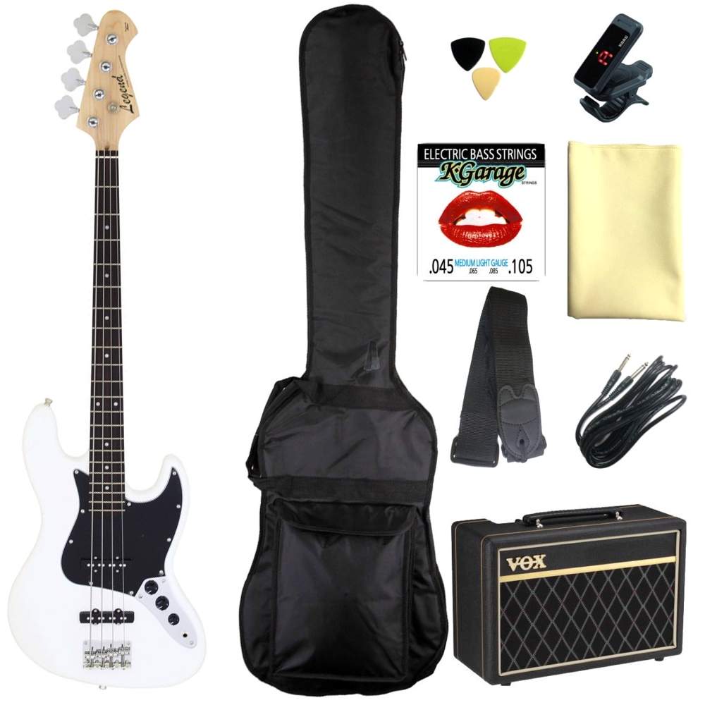 【送料込】【定番9点セット/VOXアンプ】Legend レジェンド LJB-Z B/WH(White) ジャズベース エレキベース 初心者セット 入門セット｜愛曲楽器