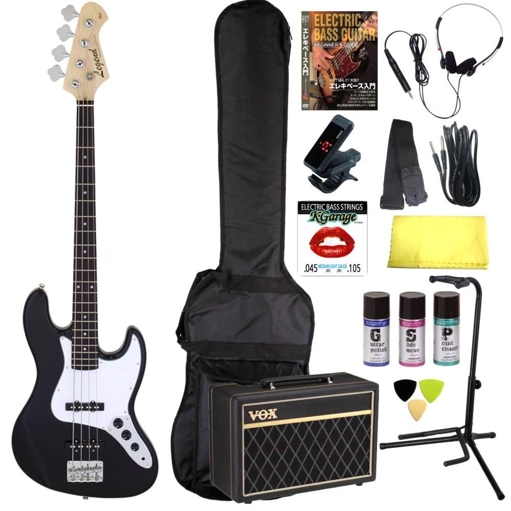 【送料込】【完璧15点セット/VOXアンプ】Legend レジェンド LJB-Z BK(Black) ジャズベース エレキベース 初心者セット 入門セット|愛曲楽器