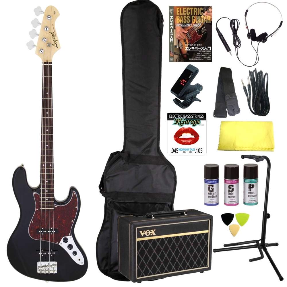 【送料込】【完璧15点セット/VOXアンプ】Legend レジェンド LJB-Z TT/BK(Black) ジャズベース エレキベース 初心者セット 入門セット|愛曲楽器