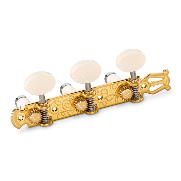 【送料込】Schaller シャーラー GTC Lyra GO61(40) [Gold/Galalith oval(ボタン)/White deluxe(ポスト)] クラシックギター用ペグ(糸巻き)セット【ポイント5倍】 29,744円