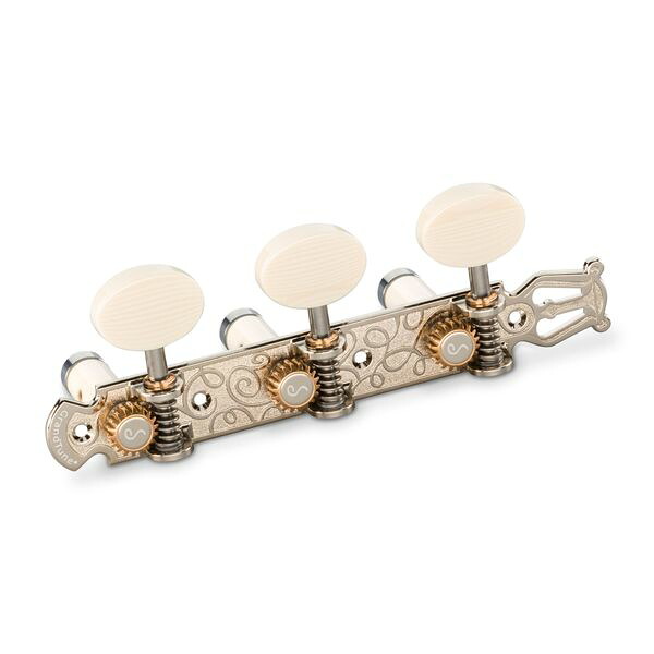 【送料込】Schaller シャーラー GTC Lyra NI61(40) [Nickel/Galalith oval(ボタン)/White deluxe(ポスト)] クラシックギター用ペグ(糸巻き)セット【ポイント5倍】