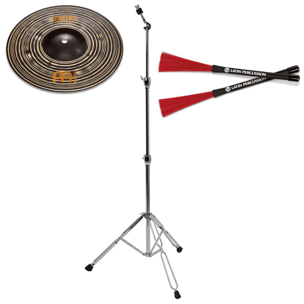 【送料込】【カホン用】MEINL CC10DAS + CS-01 + LP-CCB スプラッシュ + スタンド + カホンブラシ セット|愛曲楽器